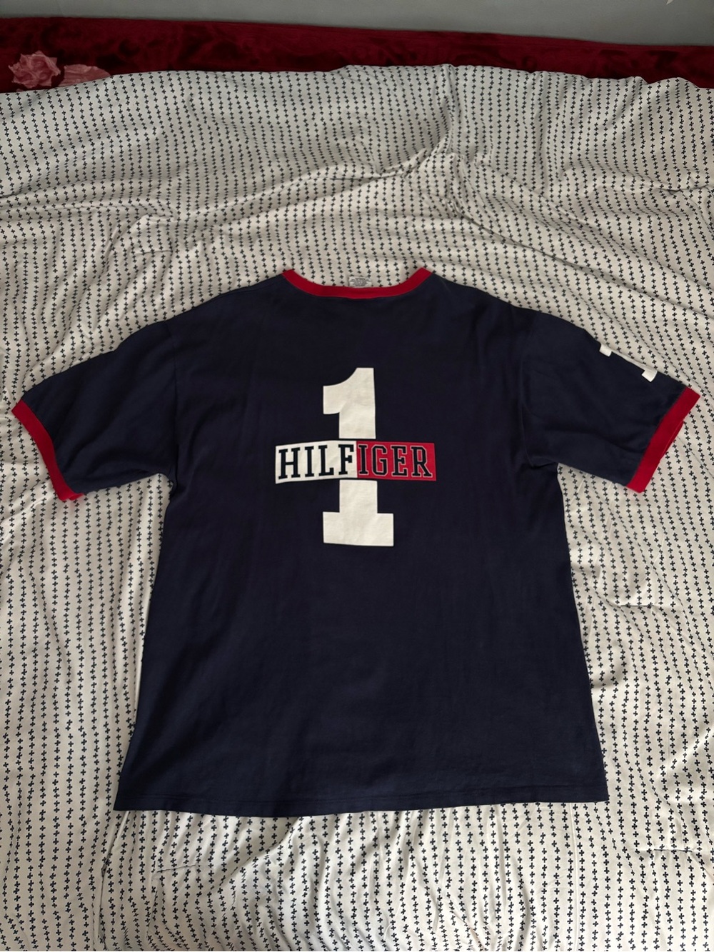 Tommy Hilfiger Navy Tee with White '1' and Red Trim